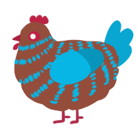 A russet and cerulean chicken with a bar pattern