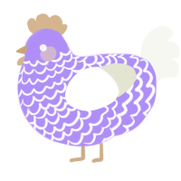A lilac and white chicken with a lace pattern
