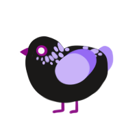 icing, a sable and lilac chicken with a neck-speckle pattern