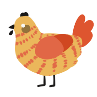 A honey and vermilion chicken with a bar pattern