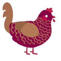 A maroon and brown chicken with a lace pattern
