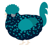 A tumblr and teal chicken with a speckle pattern