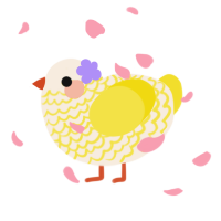 A cream and yellow chicken with a lace pattern
