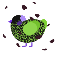 A black and grass chicken with a double-lace pattern