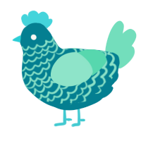 A sea and mint chicken with a lace pattern
