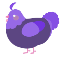 A overcast and blurple chicken with a head pattern