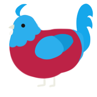 A crimson and sky chicken with a head pattern
