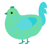 A spring and aqua chicken with a lace pattern