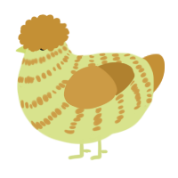A lemon and gold chicken with a bar pattern