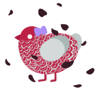 A crimson and silver chicken with a double-lace pattern