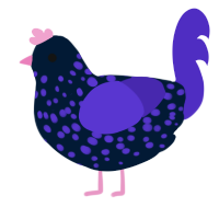 A tumblr and indigo chicken with a speckle pattern