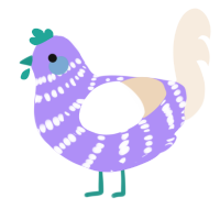 A lilac and cream chicken with a bar pattern