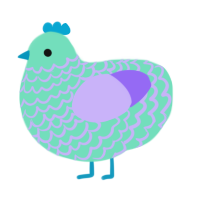 A mint and lilac chicken with a lace pattern