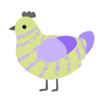 A lemon and lilac chicken with a bar pattern