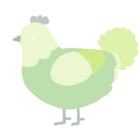 A gluppy and apple chicken with a head pattern