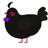 A black and sable chicken with a neck-band pattern