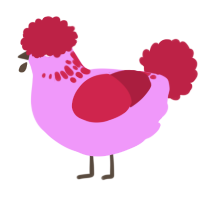 A lavender and crimson chicken with a neck-speckle pattern