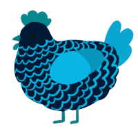 A tumblr and cerulean chicken with a lace pattern
