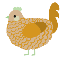 A beige and ochre chicken with a lace pattern