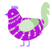 A amethyst and gluppy chicken with a bar pattern