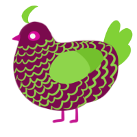 A wine and grass chicken with a lace pattern