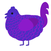 A indigo and violet chicken with a lace pattern