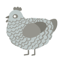 A silver and ash chicken with a lace pattern