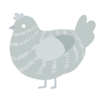 A silver chicken with a bar pattern