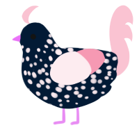 A tumblr and rose chicken with a speckle pattern