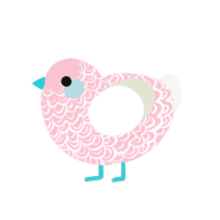 Eve, a rose and white chicken with a double-lace pattern