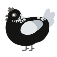 A black and mist chicken with a neck-speckle pattern