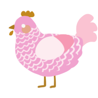 A pink and rose chicken with a lace pattern
