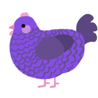 A blurple and overcast chicken with a lace pattern