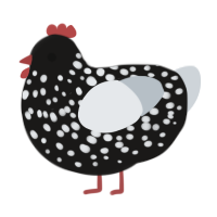 A sable and mist chicken with a speckle pattern