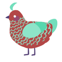 A red and mint chicken with a lace pattern