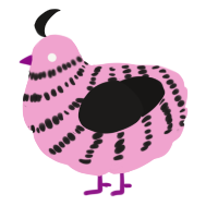 A pink and sable chicken with a bar pattern