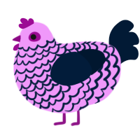 A lavender and tumblr chicken with a lace pattern