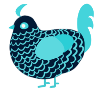 A tumblr and aqua chicken with a lace pattern