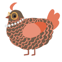 A bark and vermilion chicken with a lace pattern