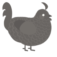 A grey chicken with a lace pattern