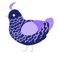 A navy and lilac chicken with a lace pattern