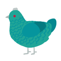 A turquoise and teal chicken with a lace pattern