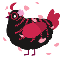 A sable and crimson chicken with a half-bar pattern