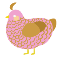 A pink and gold chicken with a lace pattern