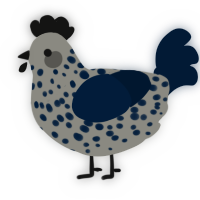A ash and tumblr chicken with a speckle pattern
