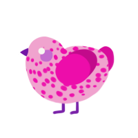 A pink and fuchsia chicken with a speckle pattern