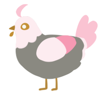 A ash and rose chicken with a head pattern