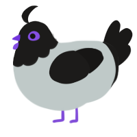 A silver and sable chicken with a head pattern