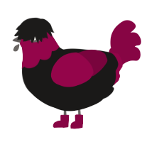 A sable and maroon chicken with a head pattern