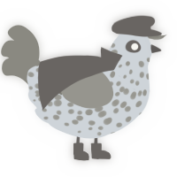 A mist and ash chicken with a speckle pattern